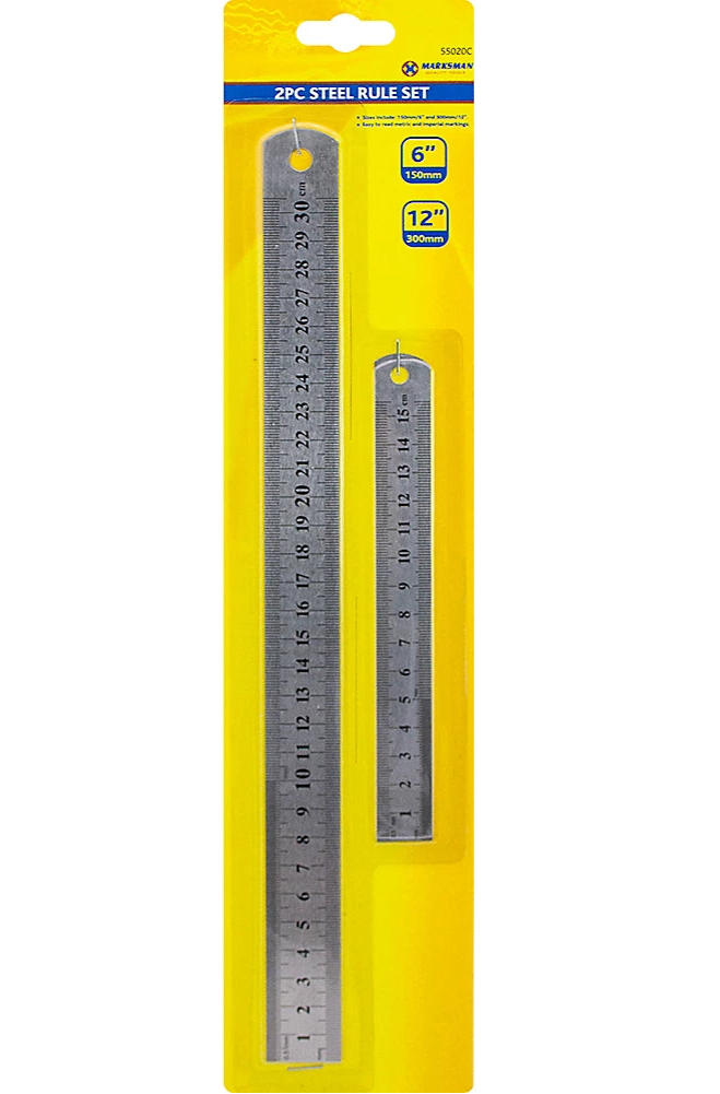 2pc Stainless Steel Ruler Set Engineers Measuring Rulers 6 Inch And 12 Inch