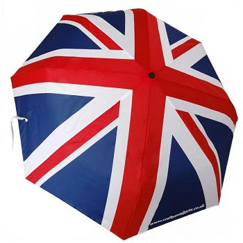 Travel umbrella with Union Jack design and push button automatic opening & closing
